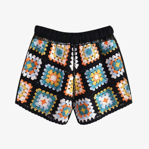 Embroidery Shorts Women Summer Embroideried Cotton Short Pants Woman Crochet Square Shorts
