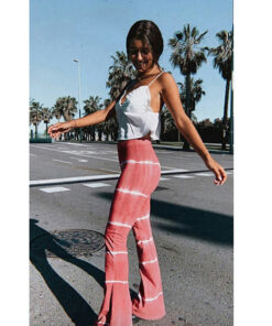 Fitshinling Fashion Tie Dye Flare Pants Women Vintage Street Slim High Waist Trouser Female Skinny Casual 2