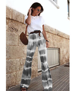 Fitshinling Fashion Tie Dye Flare Pants Women Vintage Street Slim High Waist Trouser Female Skinny Casual 3