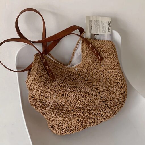 Weave Tote Bag Female Bohemian Shoulder Bags for Women 2021 Summer Beach Straw Handbags and Purses