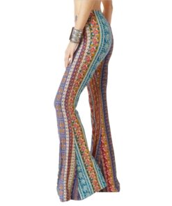 Wide Leg Pant Women Boho Flower Print Gypsy Bell Bottom Loose Wide Leg Flared Pants Long 1