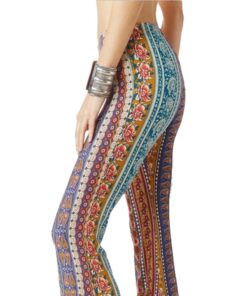 Wide Leg Pant Women Boho Flower Print Gypsy Bell Bottom Loose Wide Leg Flared Pants Long 4