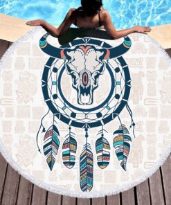 Sheep Skull Boho Gypsy Round Beach Bathing Towel