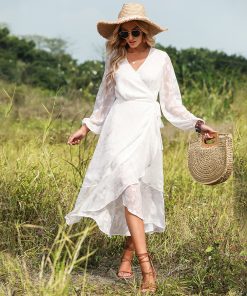 beach vacation white maxi dress
